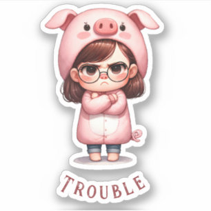 Delikate "Girl in Pig Costume/Trouble" Vinyl Aufkleber