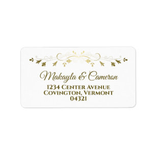 Delikate Gold Border Elegante Hochzeitsadresse Adressaufkleber