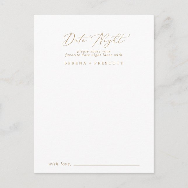 Delikate Gold Calligrafy Date Night Ideale Karten (Vorderseite)