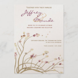 Delikate Gold Cherry Blossom Einladung Hochzeit