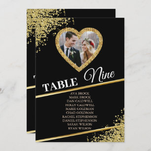 Delikate Gold Elegante Foto Seating Chart Card Kar Einladung