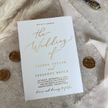 Delikate Gold Foil Calligrafy The Wedding of Folieneinladung<br><div class="desc">Diese zarte Goldfolie-Kalligrafie Hochzeitfolie lädt zu einer modernen Hochzeit ein. Das romantische minimalistische Design besticht durch eine hübsche und elegante Luxus-Druckfolien-Typografie aus gepresstem Gold mit einem sauberen und schlichten Look.</div>