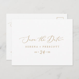 Delikate Gold Horizontal Save the Date Postkarte