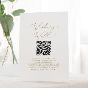 Delikate Gold QR Code Hochzeitswünsche gut Sockelschild