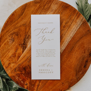 Delikate Gold Tee Länge Danke Empfang Card Menükarte