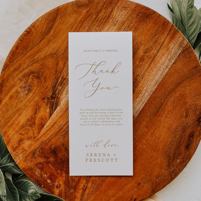 Delikate Gold Tee Länge Danke Empfang Card Menükarte (Von Creator hochgeladen)