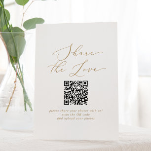 Delikate Gold teilen Liebe QR Code Hochzeit Sockelschild
