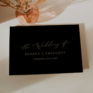 Delikate Gold- und Black Monogram Back Wedding Gästebuch