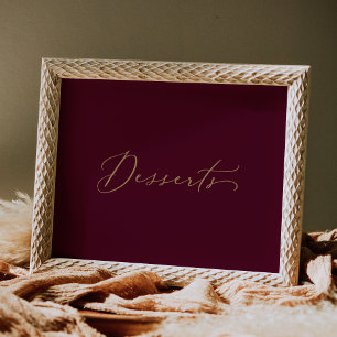 Delikate Gold und Burgund Desserts Poster