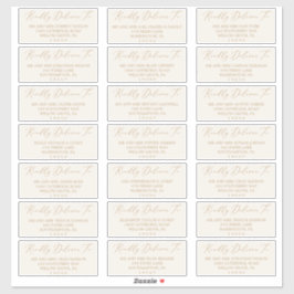 Delikate Gold- und Cream-Gästetiketten Aufkleber