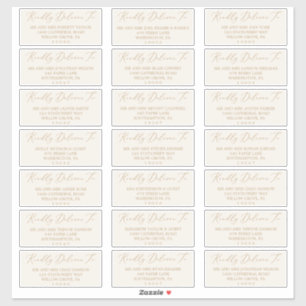 Delikate Gold- und Cream-Gästetiketten Aufkleber