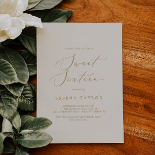 Delikate Gold und Creme 16 . Geburtstag Geburtstag Einladung