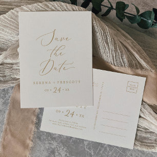 Delikate Gold und Creme Save the Date Einladungspostkarte