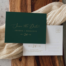 Delikate Gold- und Green-Save the Date-Postkarte Einladungspostkarte
