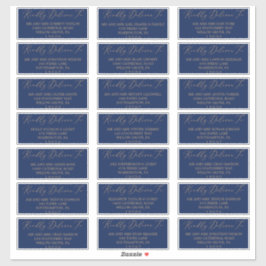 Delikate Gold- und Navy-Gästetiketten Aufkleber