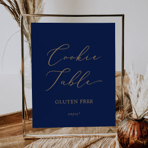 Delikate Gold- und Navy-Gluten-Kochplatte Poster