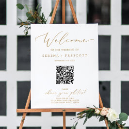 Delikate Gold Wedding Foto Album QR Code Willkomme