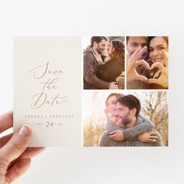 Delikate Goldcreme 3 FotoCollage Save the Date (Von Creator hochgeladen)