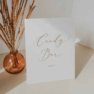 Delikate Goldkalligrafie Hochzeit Candy Bar Sockelschild