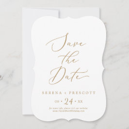 Delikate Goldkalligrafie-Hochzeit Save The Date