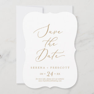 Delikate Goldkalligrafie-Hochzeit Save The Date