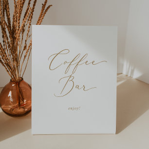 Delikate Goldkalligrafie Hochzeitskaffee-Bar Sockelschild
