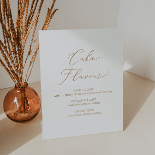 Delikate Goldkalligrafie Hochzeitstorte Sockelschild