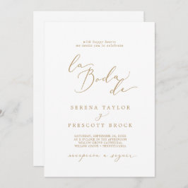 Delikate Goldkalligrafie La Boda De Wedding Einladung