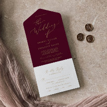 Delikate Goldkalligraphie | Burgundy Wedding