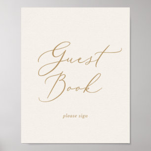 Delikate Goldkalligraphie Cream Guest Book Poster