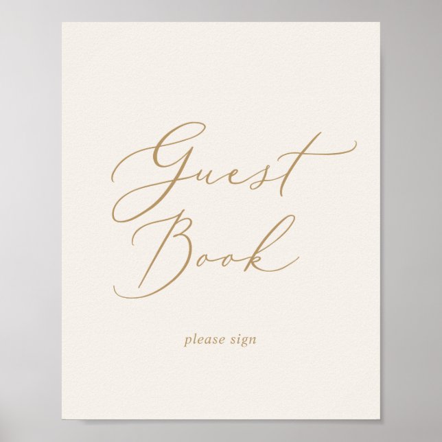 Delikate Goldkalligraphie | Cream Guest Book Poster (Vorne)