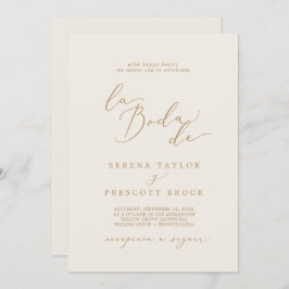 Delikate Goldkalligraphie Cream La Boda De Wedding Einladung