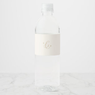 Delikate Goldkalligraphie   Cream Monogram Wedding Wasserflaschenetikett