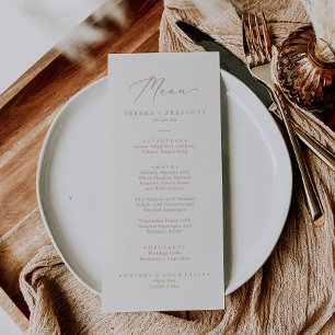 Delikate Goldkalligraphie Cream Wedding Menu Menükarte