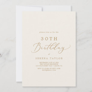 Delikate Goldkalligraphie Creme 30. Geburtstag Einladung