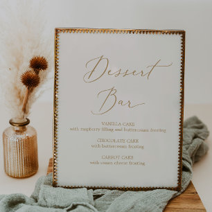 Delikate Goldkalligraphie   Creme Dessert Bar Poster