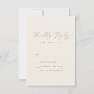 Delikate Goldkalligraphie   Creme Simple RSVP Card