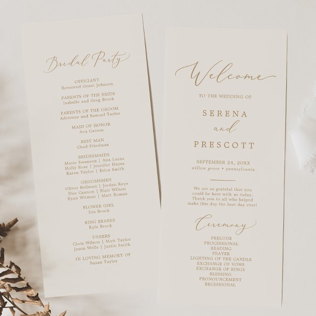 Delikate Goldkalligraphie | CremeWedding Programm (Von Creator hochgeladen)