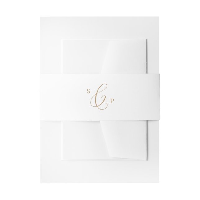 Delikate Goldkalligraphie-Monogramm-Hochzeit Einladungsbanderole (Vorderseite Beispiel)