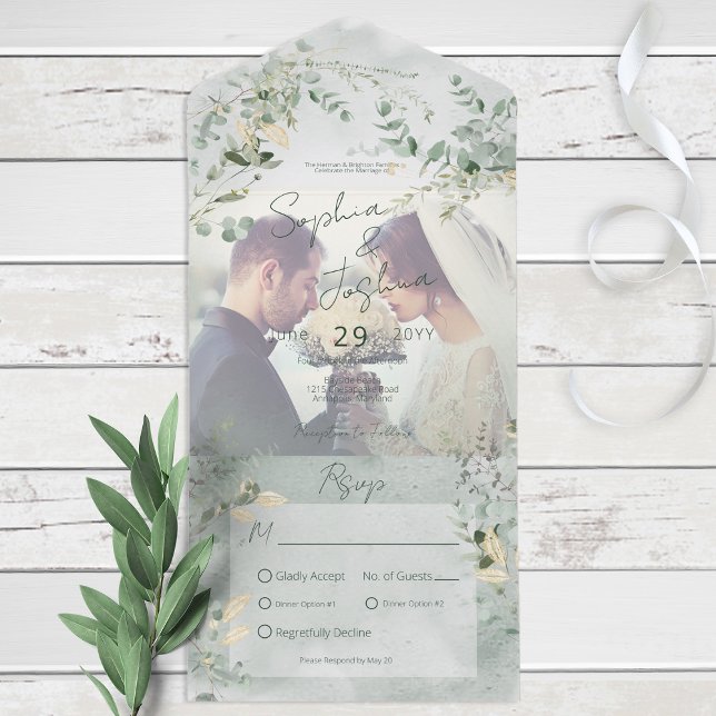 Delikate Grünpflanzen Modernes Foto Abendessen All In One Einladung (Von Creator hochgeladen)