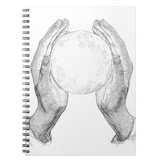 Delikate Hände halten Moon Sketch Notizblock (Vorderseite)