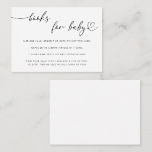 Delikate Heart Script Books for Baby Shower White Begleitkarte