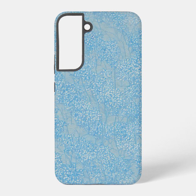 Delikate hellblaue Blütentextur Samsung Galaxy Hülle (Rückseite)