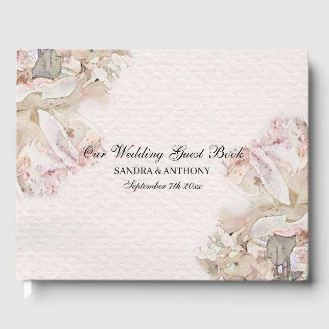 Delikate Hochzeit der Wasserfarben Gästebuch (Vorderseite)