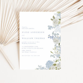 Delikate Hochzeit mit blauer Blüte Einladung