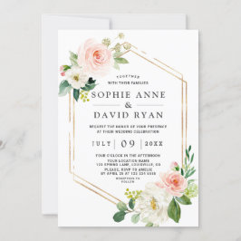 Delikate Hochzeit von Watercolor Pink White Floral Einladung