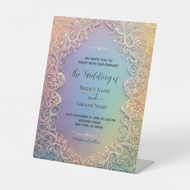 Delikate Hochzeitseinladung Sockelschild (Vorderseite)