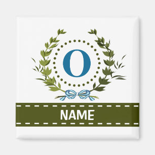 Delikate Ivy Wreath and Bow Name mit Monogram O Magnet