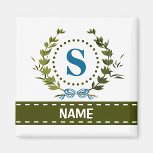 Delikate Ivy Wreath and Bow Name mit Monogram S Magnet