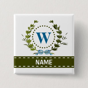 Delikate Ivy Wreath and Bow Name mit Monogram W Button